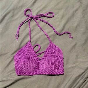 handmade purple crochet bra top
